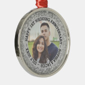 Aangepast Jubileum voor eerste bruiloft Metalen Ornament (Rechts)