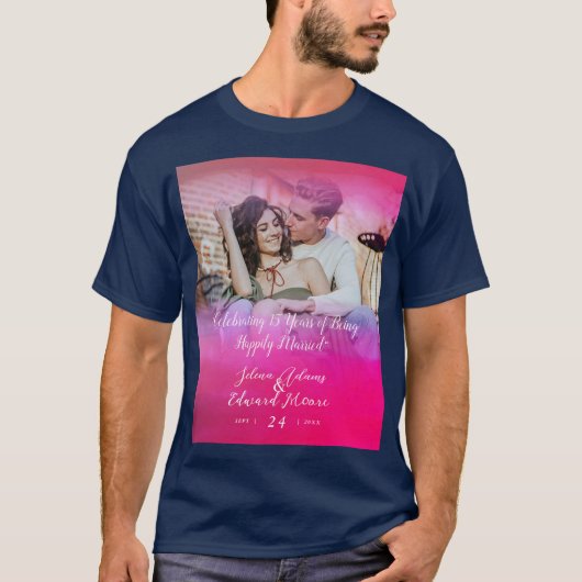 Aangepast Jubileum voor holografie overlay foto T-shirt (Voorkant)