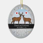 Aangepast Jubileum voor huwelijksdatum, Buck & Doe Keramisch Ornament (Rechts)