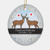 Aangepast Jubileum voor huwelijksdatum, Buck & Doe Keramisch Ornament (Links)