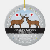 Aangepast Jubileum voor huwelijksdatum, Buck & Doe Keramisch Ornament (Achterkant)