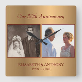 Aangepast Jubileum voor Photo Gold Vierkante Klok