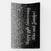 Aangepast Jubileum voor verrassingen: zwart en zil Spandoek (Verticaal)