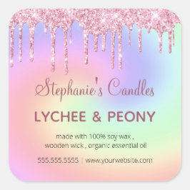 Aangepast kaartenlabel | Roze strooisel in druppel Vierkante Sticker