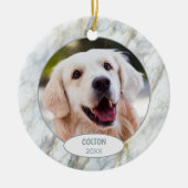 Aangepast kaartje Foto 1 kerst op faux marble Keramisch Ornament (Voorkant)