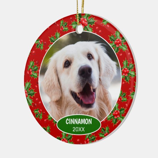 Aangepast kaartje foto 1 Kerstmis op Holly Berry Keramisch Ornament (Links)