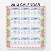 Aangepast kalender 2013 op een mousepad muismat (Voorkant)