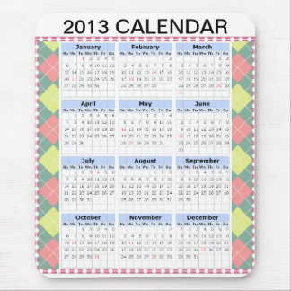 Aangepast kalender 2013 op een mousepad muismat
