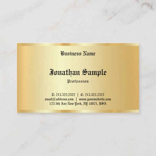 Aangepast kalligrafiekscript Faux Gold Luxury Temp Visitekaartje (Achterkant)