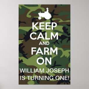 Aangepast kalm houden en Boerderij op camouflage Poster