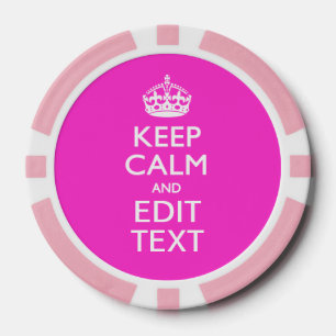 Aangepast kalm houden en roze Jouw tekst-decor Poker Chips