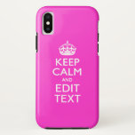Aangepast kalm houden Jouw tekst hebben op Hot Pin iPhone XS Hoesje<br><div class="desc">Een gepersonaliseerd levendig, roze accent houdt kalm en draagt op stijlvol gezegde op een aangepast cadeau. De humoristische of grillige poging op uw creatieve woorden op de twee editable lijnen van tekst. Vergeet niet om de KAPITAALletters voor de beste resultaten te gebruiken. Gebruik de verbinding "Vraag deze Ontwerper"om ons met...</div>