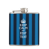 Aangepast kalm houden op blauw Stripes-decor Heupfles (Voorkant)