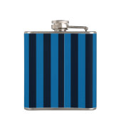 Aangepast kalm houden op blauw Stripes-decor Heupfles (Achterkant)