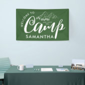 Aangepast Kamp Bachelorette Feest Modern Rustiek Spandoek (Beurs)