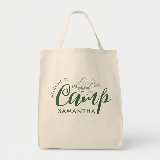 Aangepast Kamp Bachelorette Feestje Modern Rustiek Tote Bag (Voorkant)