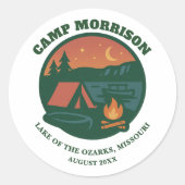 Aangepast Kampeer Meer Bachelorette Feest Glamping Ronde Sticker (Voorkant)
