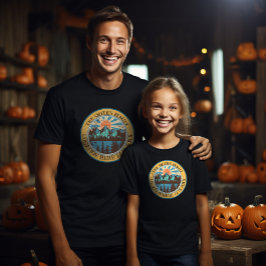 Aangepast kamperingsteam dat familievakantie aanpa t-shirt