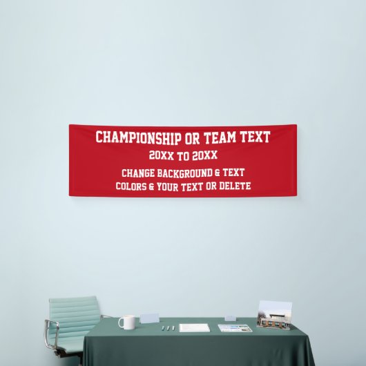 Aangepast kampioenschap banners UW KLEUREN en TEKS (Beurs)