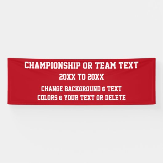 Aangepast kampioenschap banners UW KLEUREN en TEKS (Horizontaal)