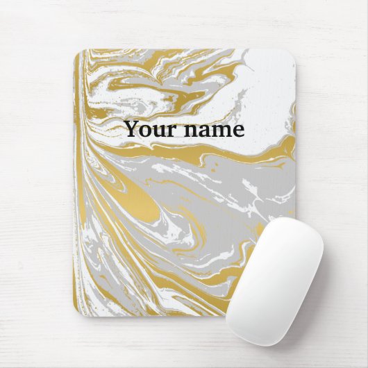 Aangepast Kantoor marmer wit grijs geel modern Muismat (Met muis)