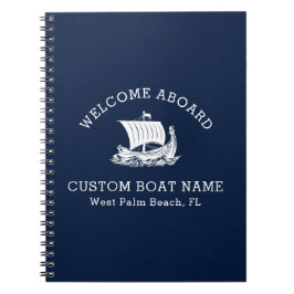 Aangepast kapitein boot scheepslogo marine notitieboek