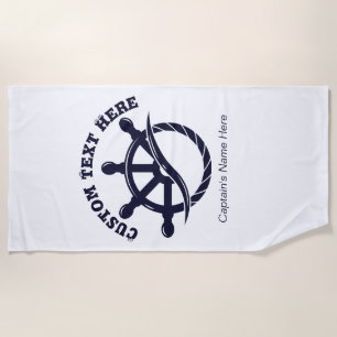 Aangepast kapiteinsschip maritiem cadeau strandlaken