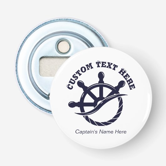 Aangepast kapiteinsschip Nautilus Cadeau Button Flesopener (Voorkant)