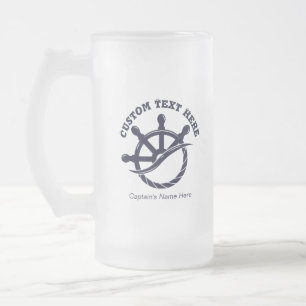 Aangepast kapiteinsschip Nautisch cadeau Matglas Bierpul