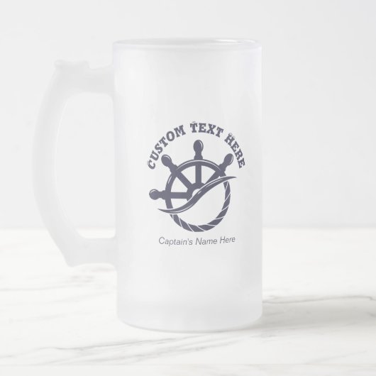 Aangepast kapiteinsschip Nautisch cadeau Matglas Bierpul (Links)