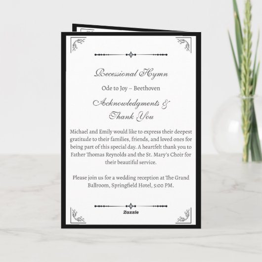 Aangepast katholiek kerkelijk trouwprogramma programma (Achterkant)