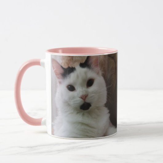 Aangepast katje Twee foto's Sjabloon Roze grijze M Mok (Links)