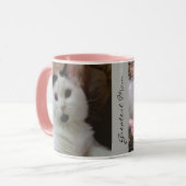 Aangepast katje Twee foto's Sjabloon Roze grijze M Mok (Voorkant links)