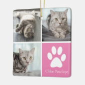 Aangepast kattefotocollage  roze dubbelzijdig keramisch ornament (Links)