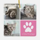 Aangepast kattefotocollage  roze dubbelzijdig keramisch ornament (Voorkant)