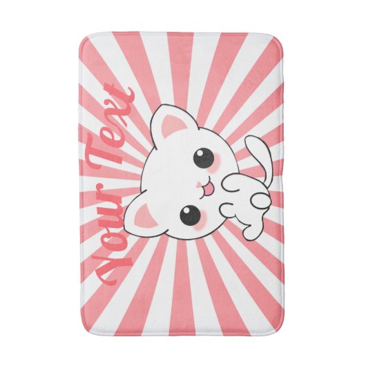 Aangepast Kawaii White Kitten afspelen Badmat (Voorkant Verticaal)