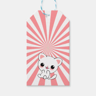 Aangepast Kawaii White Kitten afspelen Cadeaulabel