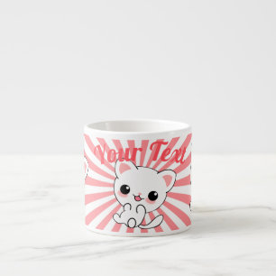 Aangepast Kawaii White Kitten afspelen Espresso Kop