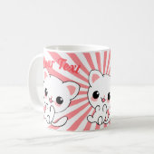 Aangepast Kawaii White Kitten afspelen Koffiemok (Voorkant links)