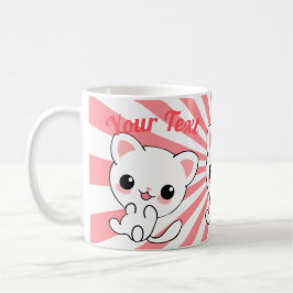 Aangepast Kawaii White Kitten afspelen Koffiemok