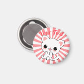 Aangepast Kawaii White Kitten afspelen Magneet (Voorkant / Achterkant)