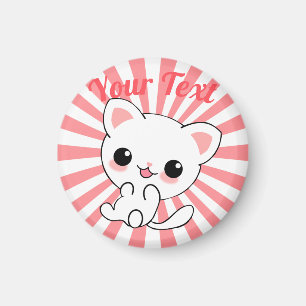 Aangepast Kawaii White Kitten afspelen Magneet