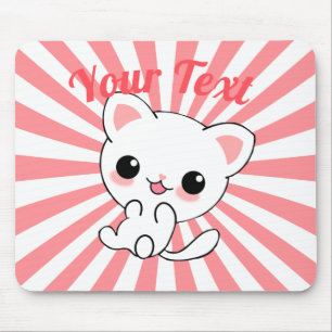 Aangepast Kawaii White Kitten afspelen Muismat