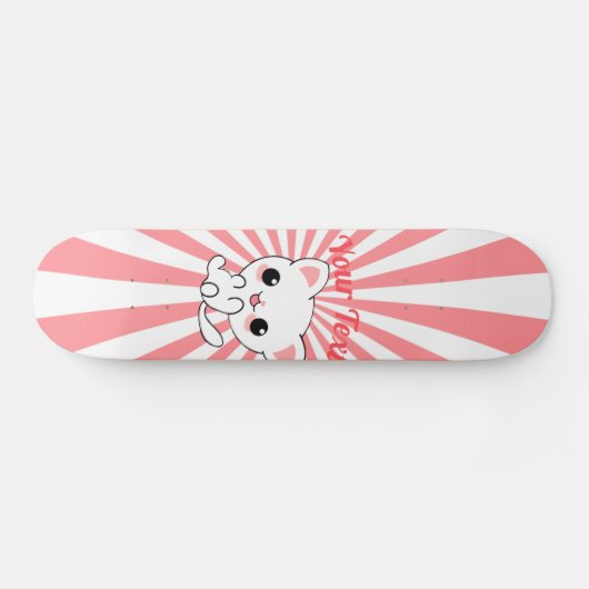 Aangepast Kawaii White Kitten afspelen Persoonlijk Skateboard (Horizontaal)