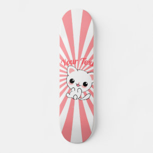 Aangepast Kawaii White Kitten afspelen Persoonlijk Skateboard