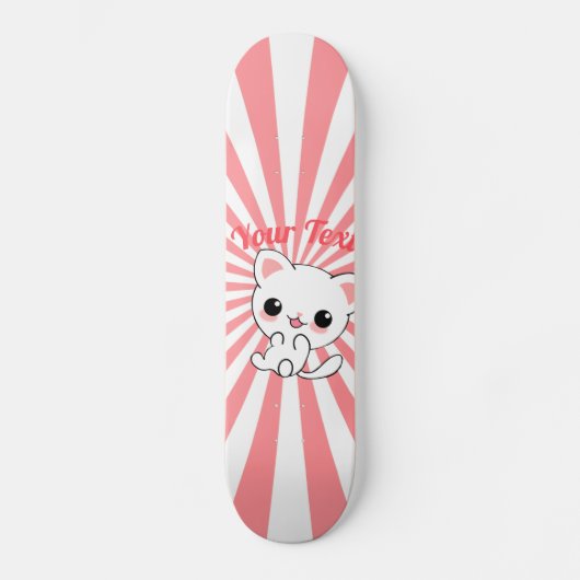 Aangepast Kawaii White Kitten afspelen Persoonlijk Skateboard (Voorkant)