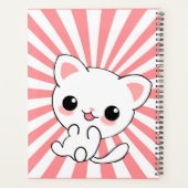 Aangepast Kawaii White Kitten afspelen Planner (Achterkant)