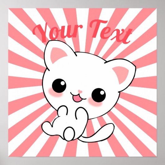 Aangepast Kawaii White Kitten afspelen Poster (Voorkant)