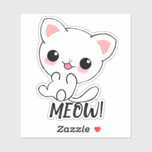 Aangepast Kawaii White Kitten afspelen Sticker