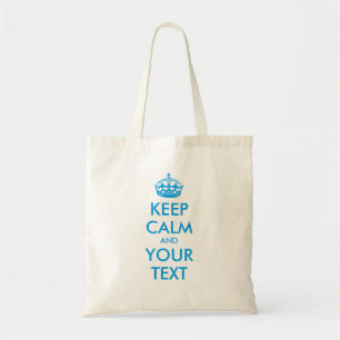 aangepast KEEP CALM en JOUW TEKST - blauw Tote Bag